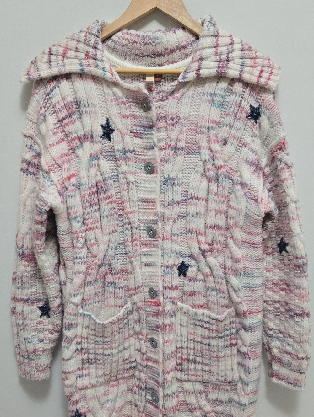 Anthropologie Pilcro Star Granny Cardigan Sweater Cable Knit Longline Duster XS - Picture 8 of 16